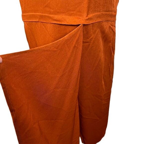 Zero + Maria Cornejo Iro Dress Rusty Orange Shift with Asymmetic Slit Hem Size 8 - Picture 4 of 12